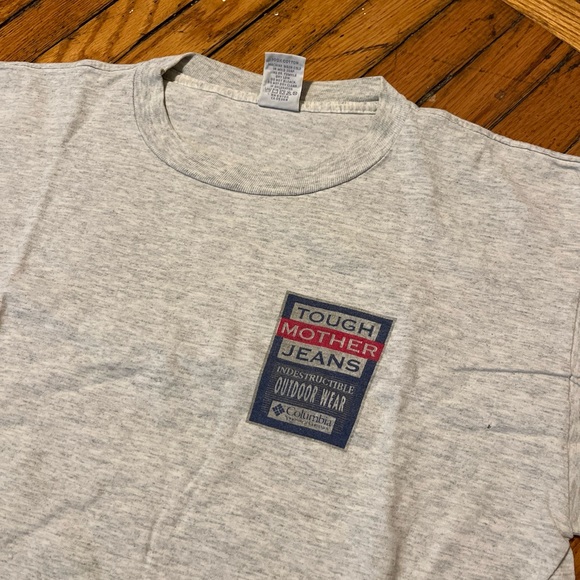 Vintage 90s Columbia Tough Mother Jeans Single Stitched Graphic Tee Shirt Large - Picture 4 of 6